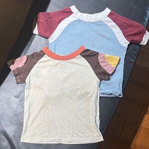Kids Raglan Short Sleeve Tees - Blue and Multicolor